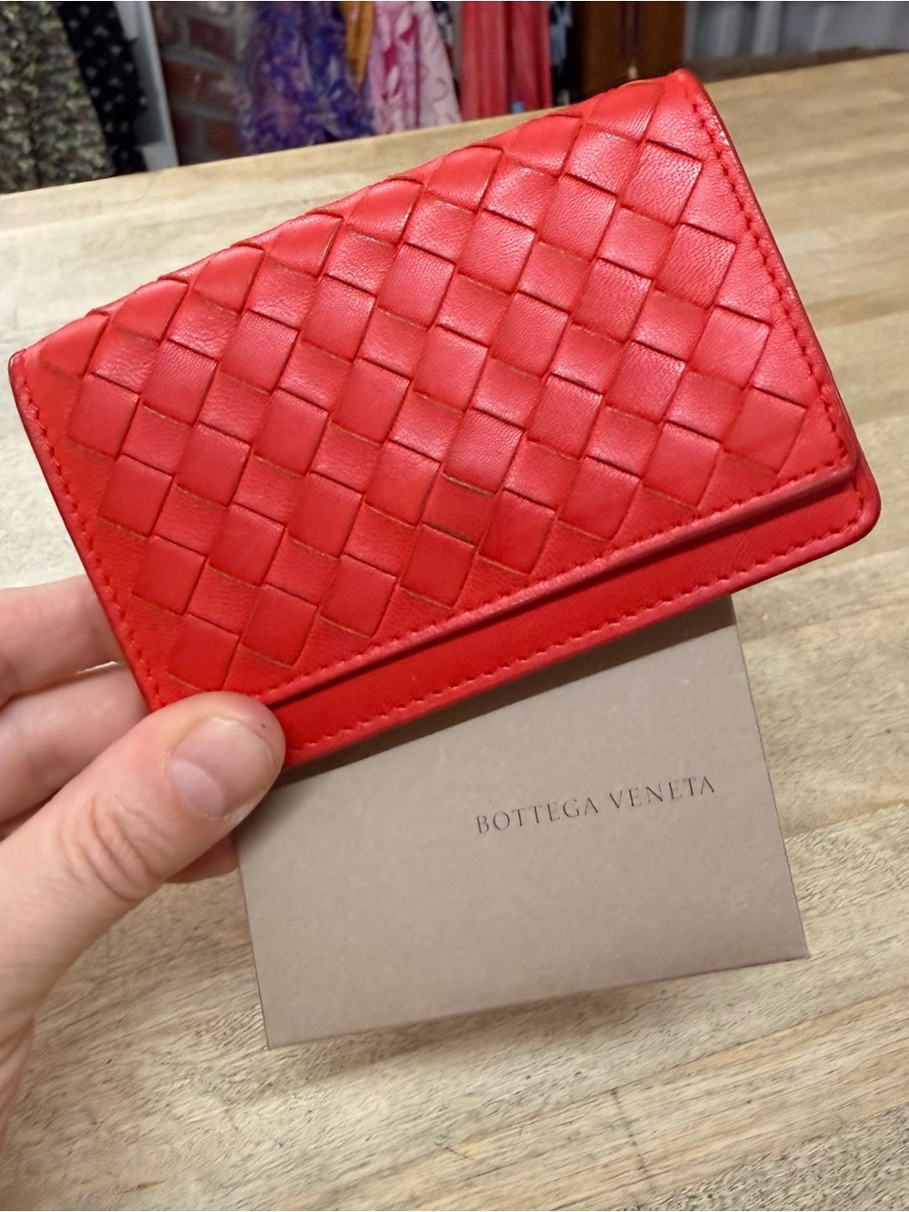 Bottega Veneta Intrecciato Red Woven Leather Card Case